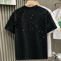 Fashion  Light Luxury Men's T-shirt Short Sleeve Internet Celebrity Niche Hot Drilling High-End Crew Neck Half Sleeve T-shirt...
