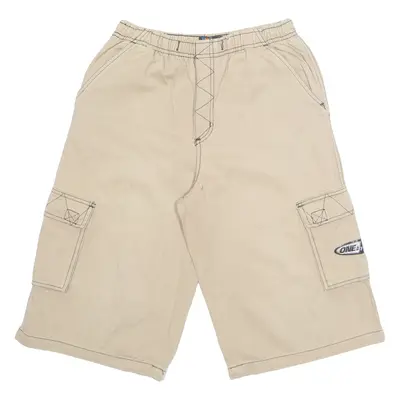 ONE BY ONE 3/4 Length Boys Cargo Shorts Beige 11-12Y W28