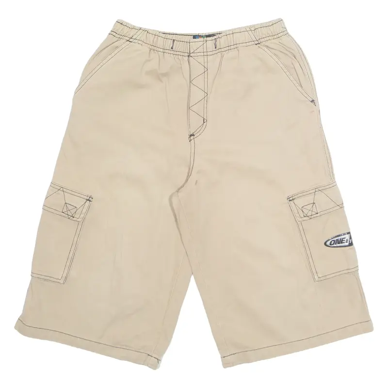 ONE BY ONE 3/4 Length Boys Cargo Shorts Beige 11-12Y W28