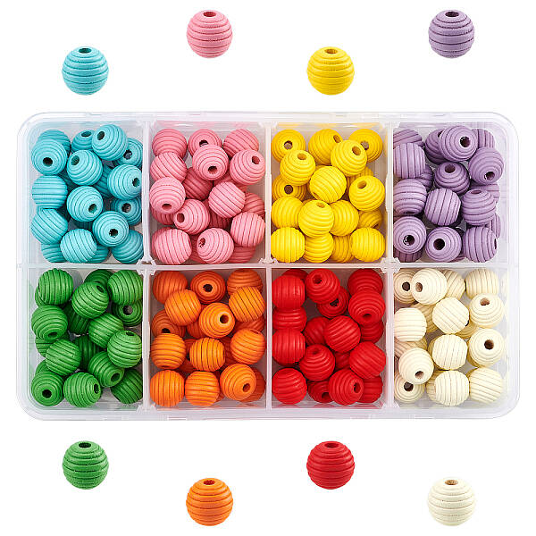Painted Natural Wood Beehive Beads