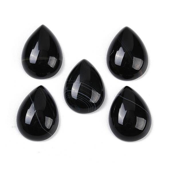 Natural Black Banded Agate(Dyed & Heated) Cabochons