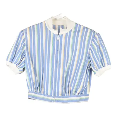 Unbranded Striped Zip Up - Large Blue Viscose