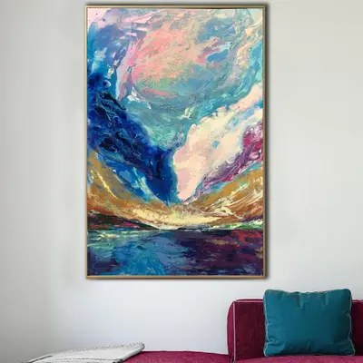 Abstract Colorful Landscape Paintings On Canvas Original Expressionist Art Textured Feng Shui Painting Modern Wall Decor | RA...