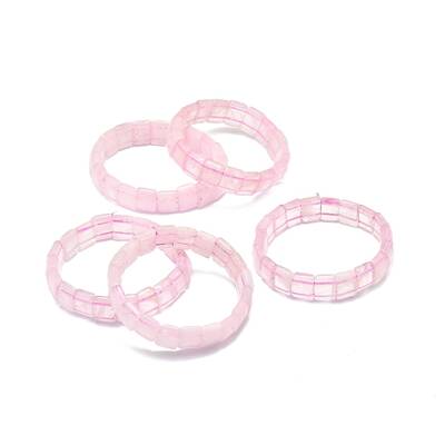 Natural Rose Quartz Rectangle Beaded Stretch Bracelet