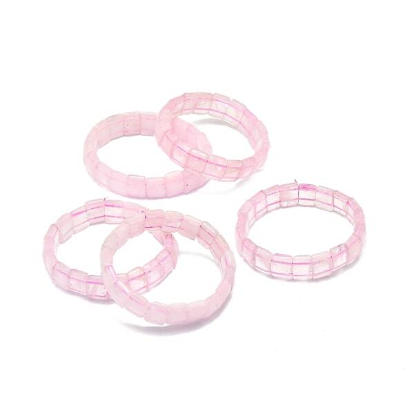 Natural Rose Quartz Rectangle Beaded Stretch Bracelet