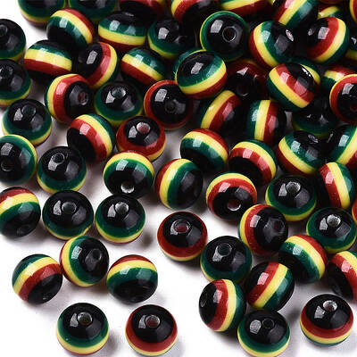 Ghana Jamaica Reggae Stripe Resin Beads