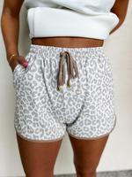 Women's Leopard Print Tie Waist Shorts, Casual Comfy Elastic Waist Shorts for Daily Wear, Ladies Bottoms for Spring & Fall, W...