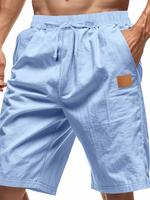 Men's Solid Color Linen Shorts, Casual Comfy Drawstring Waist Shorts for Summer, Men's Bottoms for Daily Wear