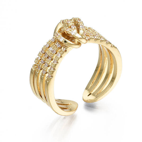 Brass Micro Pave Clear Cubic Zirconia Cuff Rings