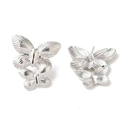Rack Plating Butterfly Brass Stud Earrings
