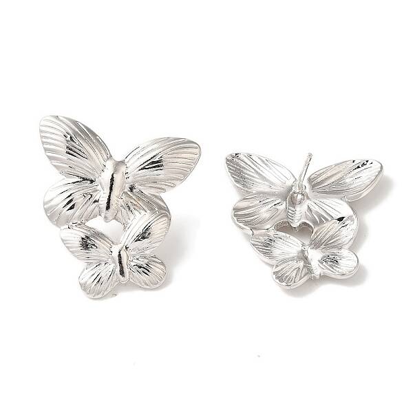 Rack Plating Butterfly Brass Stud Earrings