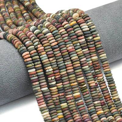 Frosted Natural Picasso Jasper/Polychrome Jasper Beads Strands