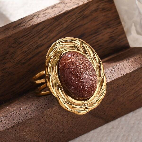 Oval Synthetic Goldstone Finger Rings