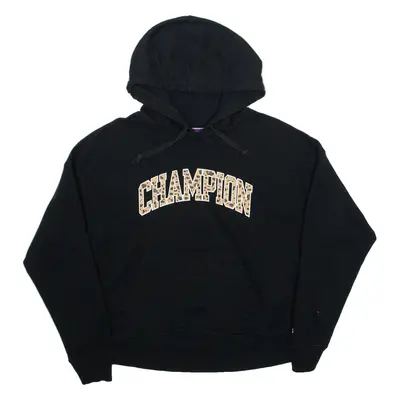 CHAMPION Cheetah Print Womens Black Hoodie L