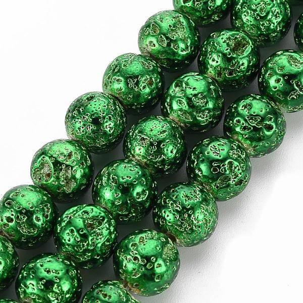 Electroplated Natural Lava Rock Beads Strands