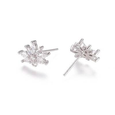 Brass Cubic Zirconia Stud Earring Findings