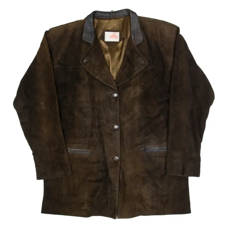 WEST COAST LEATHER Womens Jacket Brown Leather Suede 90s L