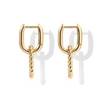PAVOI 14K Gold Plated Rope Convertible Link Huggie Earrings for Women | Paperclip Link Statement Earrings | Two-Toned Drop Da...
