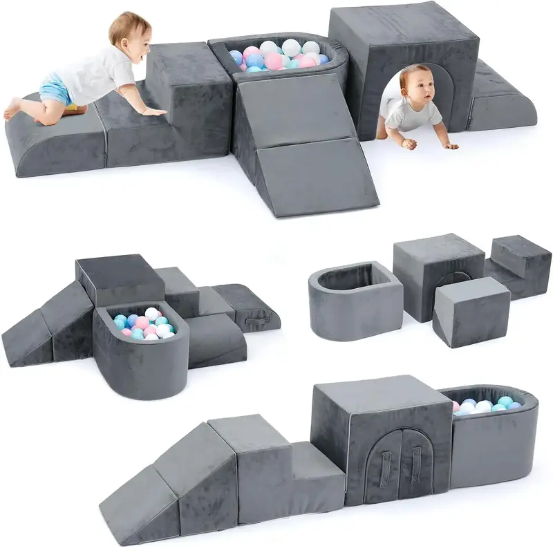 Foam Climbing Blocks, 6 Pieces Climbing Toys for Toddlers 1-3 Year Olds, Soft Foam Blocks for Crawling & Sliding Indoor Play,...