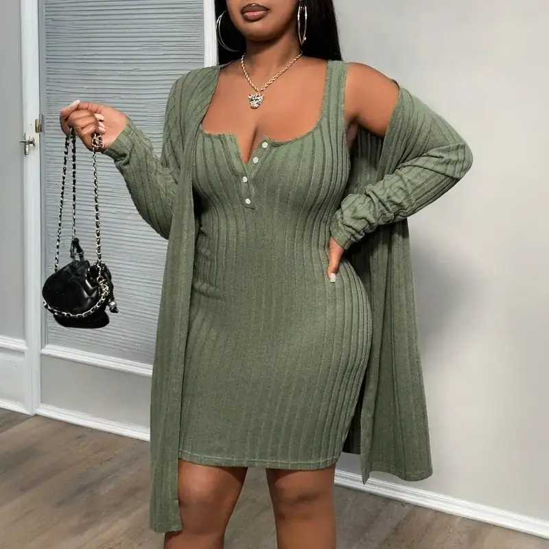 202 Autumn Winter New Plus Size Women's Fashionable Elegant Versatile Two-Piece Set with Cape and Dress