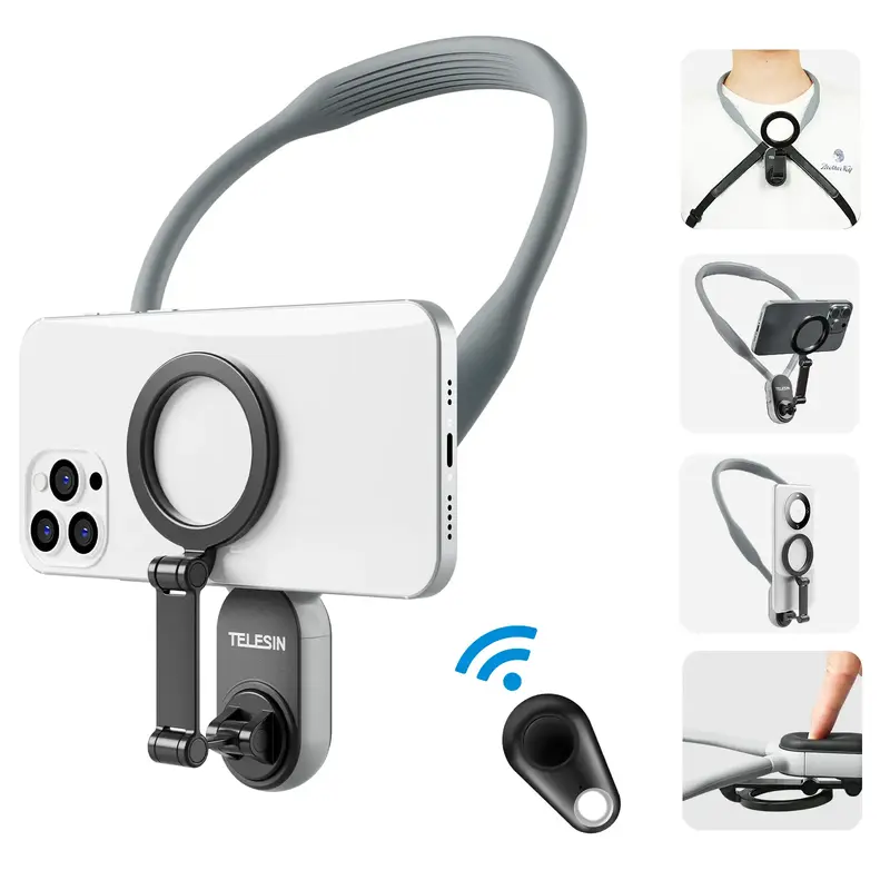 【TikTokShopFallDealsForYou】TELESIN Magnetic Neck Phone Holder – Hands-Free POV/Vlog Mount w/ Chest Strap for iPhone 17/...