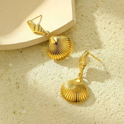 304 Stainless Steel Shell Shape Stud Earrings for Women