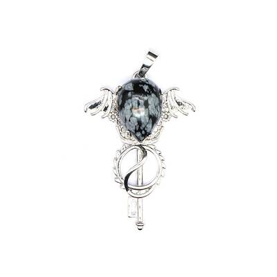 Natural Snowflake Obsidian Teardrop Pendants