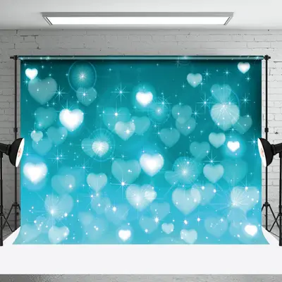 Aperturee Dreamy Soft Blue Heart Sweet Lovely Holiday Backdrop | Diy Valentine Photo Backdrop | Valentine Photo Backdrop | Va...
