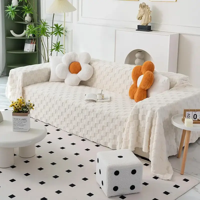 Room Decor Solid Color Sofa Throw Blanket, Soft and High Quality Dust Blanket Gift, Fashion Home Atmosphere Blanket Sofa Text...
