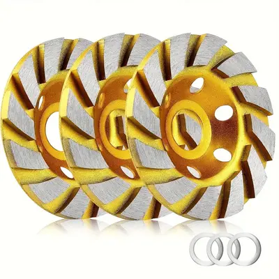 4 Inch Concrete Stone Ceramic Turbo Diamond Grinding Cup Wheel, 12 Segs Heavy Duty Angle Grinder Wheels for Angle Grinder, Po...