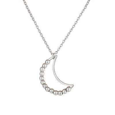 Stainless Steel Color Stainless Steel Rotatable Bead Pendant Necklace
