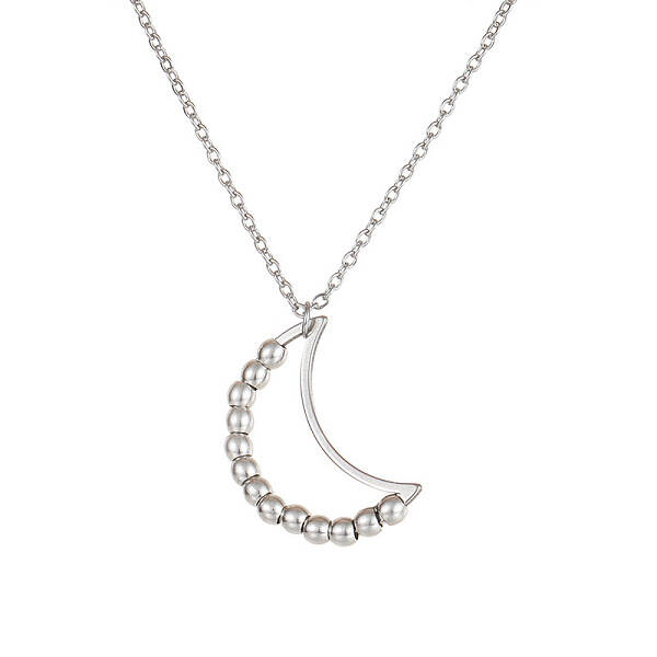 Stainless Steel Color Stainless Steel Rotatable Bead Pendant Necklace