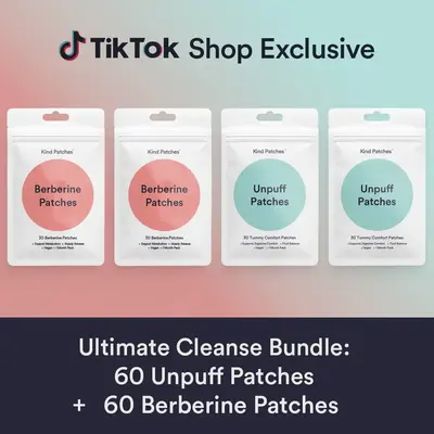 Kind Patches Ultimate Cleanse Bundle, 60 Unpuff Patches+60 Berberine Patches, Support Gut Health, Digestive Comfort, Debloati...