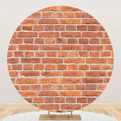 Round Retro Red Brick Wall Backdrop For Birthday - Aperturee