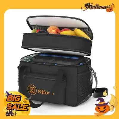 Lunch Bag Double Deck Multi functional lunch bag 15L- Leakproof Insulated Soft Large Adult Insulated Lunch Bag, Holds Anythin...