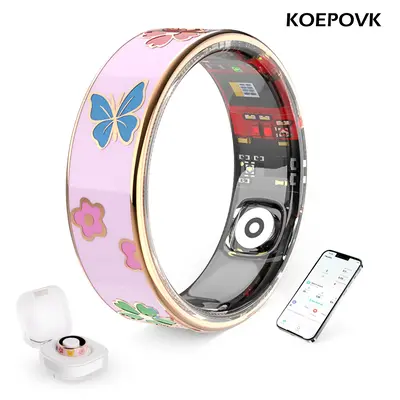 KOEPOVK Butterfly Enamel Smart Ring | Romantic & Stylish Gift for Women & Couples | Sleep Monitor & Fitness Tracker | Perfect...