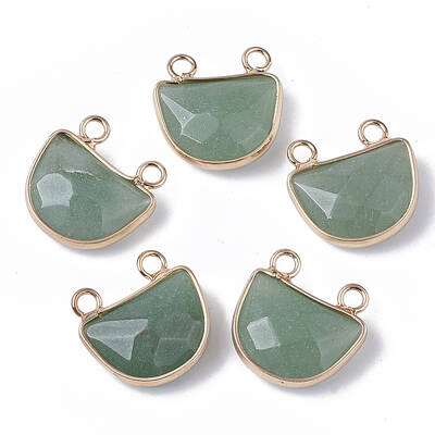 Natural Green Aventurine Semi Circle Pendants