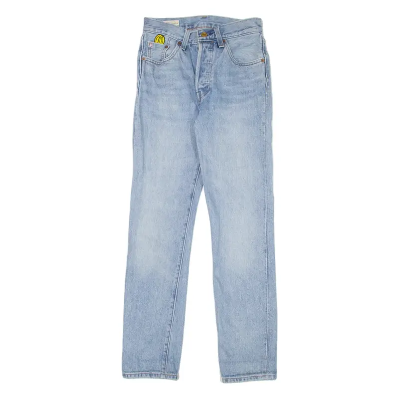 LEVI'S 501 Jeans X SUPER MARIO BIG E Womens Blue Straight Stone Wash W24 L30