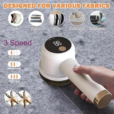Rechargeable Fabric Shaver with 2 Replaceable Stainless Steel 6-Leaf Blades(1 Free Extra Included) | Lint Remover with 3-Spee...