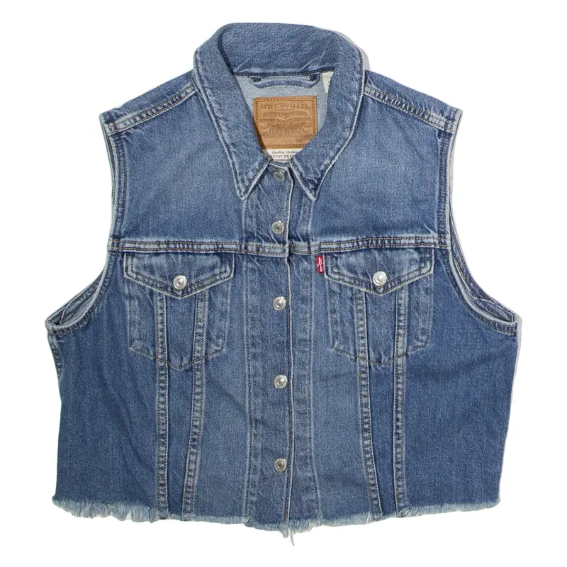 LEVI'S Womens Denim Waistcoat Blue L