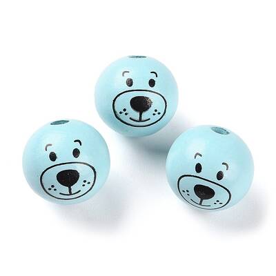 Spray Painted Natural Wood European Beads