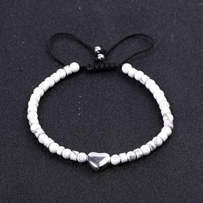 Natural Howlite Braided Bead Bracelets for Women