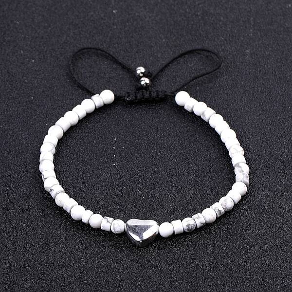 Natural Howlite Braided Bead Bracelets for Women