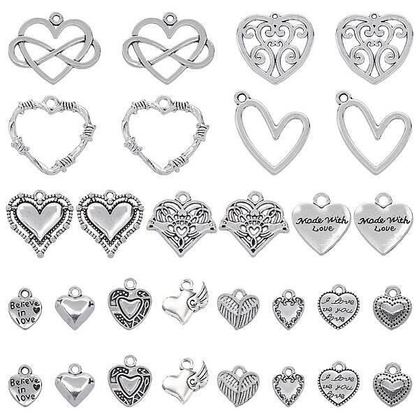 90Pcs 15 Style Tibetan Style Alloy Pendants
