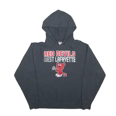 JERZEES Red Devils West Lafayette USA Hoodie Grey Pullover Mens M