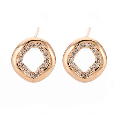 Brass Micro Pave Clear Cubic Zirconia Stud Earrings Findings