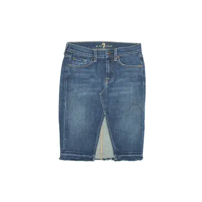 FOR ALL MANKIND Knee Length Straight Skirt Blue 90s Denim Womens M