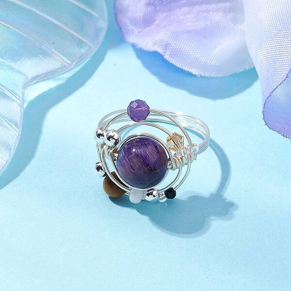Planet Natural Amethyst Finger Rings