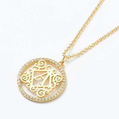 Brass Micro Pave Clear Cubic Zirconia Pendant Necklaces