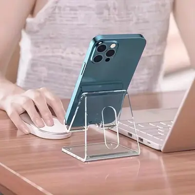 Clear Acrylic Phone Holder, 1 Count Desktop Phone Stand, Multipurpose Desk Organizer for Home Office Dormitory
